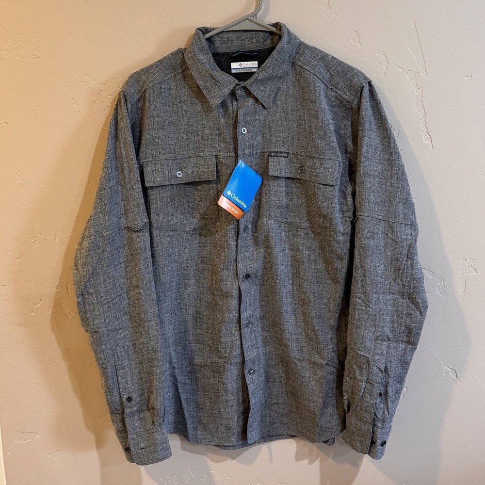 Columbia Gavin Ridge Heather Long Sleeve Shirt Mens Medium Grey XO0363-011 NWT